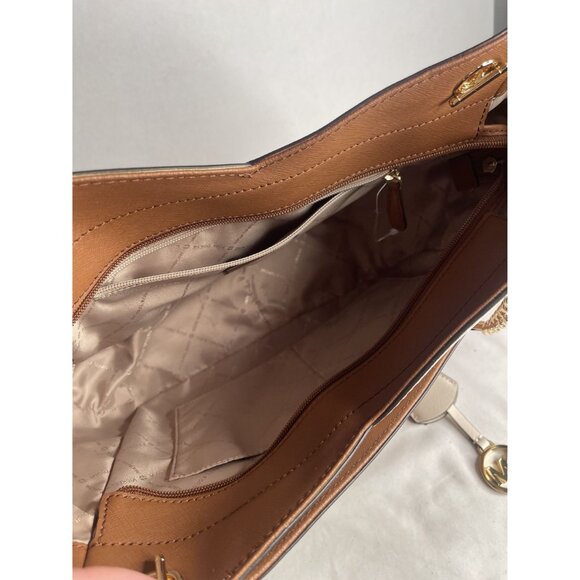 Michael Kors Jet Set Color-Block Saffiano Leather Large Chain Shoulder Tote Bag - Picture 4 of 6